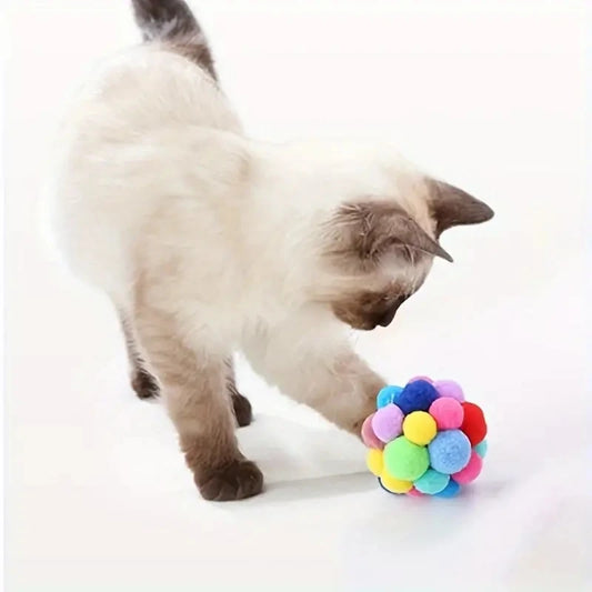 1/3PCS Cat Toys Cat Plush Ball Toy Pet Elastic Bell Woolen Ball