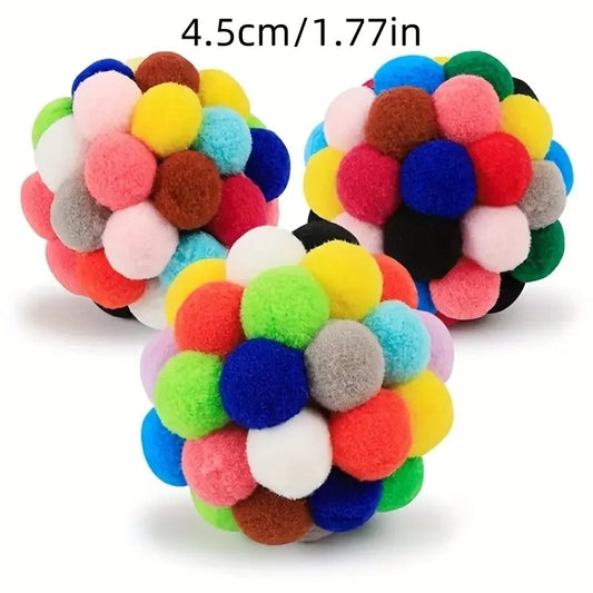 1/3PCS Cat Toys Cat Plush Ball Toy Pet Elastic Bell Woolen Ball